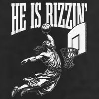 He Is Funny Rizzin Basketball Gift 7 Panel Mesh Trucker Snapback Hat