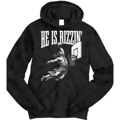 He Is Funny Rizzin Basketball Gift Tie Dye Hoodie