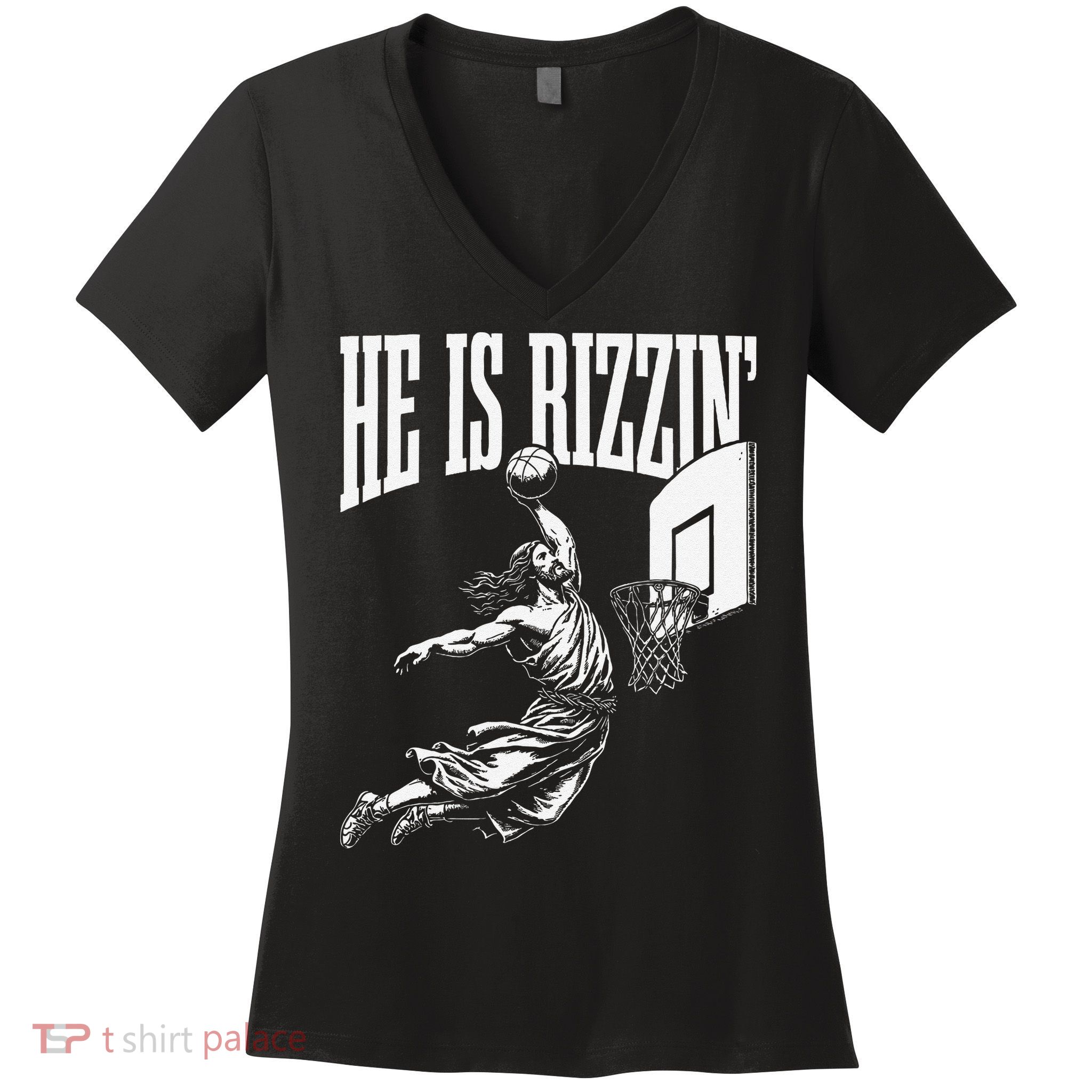 He Is Funny Rizzin Basketball Gift Women's V-Neck T-Shirt