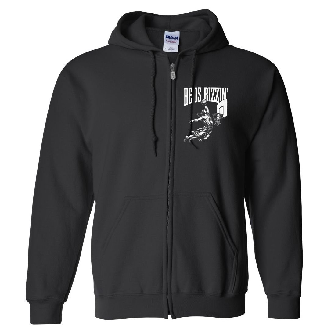 He Is Funny Rizzin Basketball Gift Full Zip Hoodie