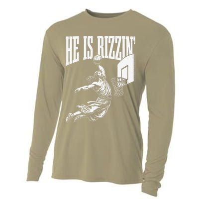 He Is Funny Rizzin Basketball Gift Cooling Performance Long Sleeve Crew