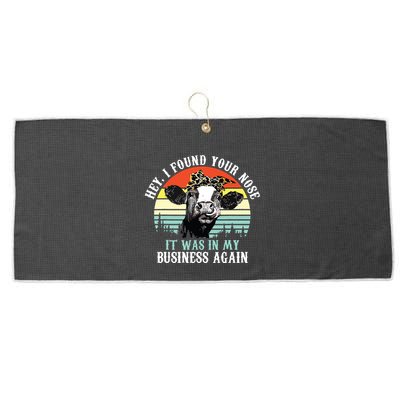 Hey I Found Your Nose It Was In My Business Again Cow Large Microfiber Waffle Golf Towel