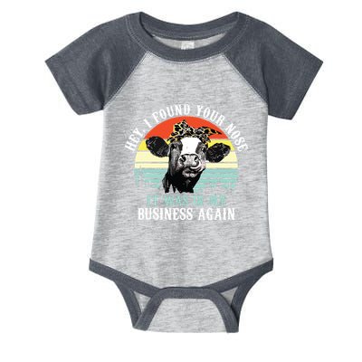 Hey I Found Your Nose It Was In My Business Again Cow Infant Baby Jersey Bodysuit
