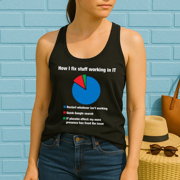 How I Fix Stuff Working In IT, Tech Support Geek Nerd Gift Women's Racerback Tank