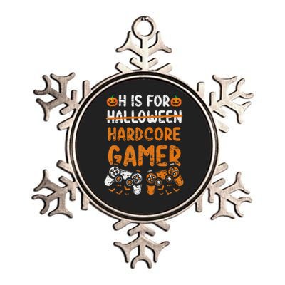 H Is For Hardcore Gamer Funny Halloween Video Games Metallic Star Ornament