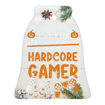 H Is For Hardcore Gamer Funny Halloween Video Games Ceramic Bell Ornament