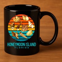 Honeymoon Island Florida Beach Shells Novelty Funny Gift 11oz C Handle Ceramic Mug