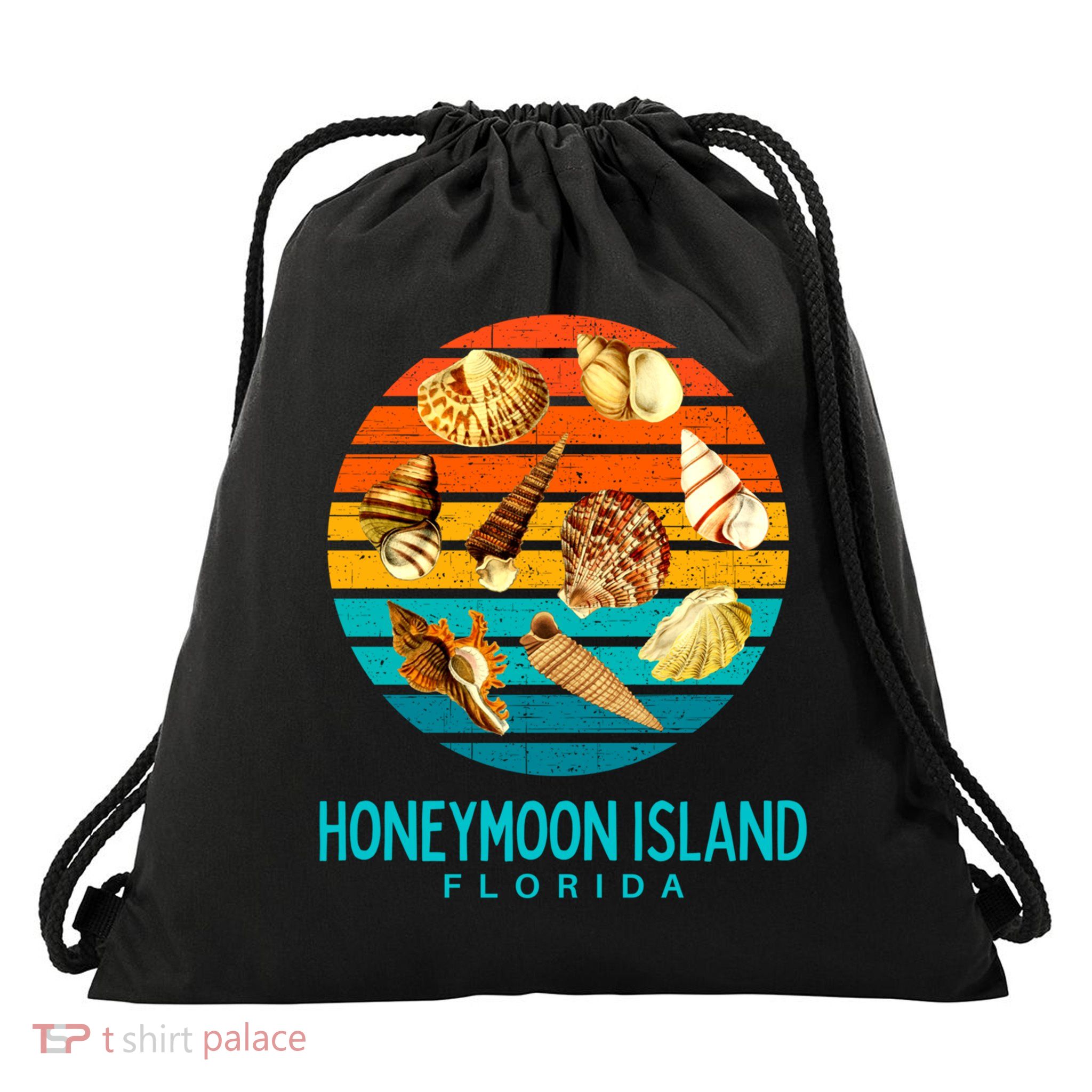 Honeymoon Island Florida Beach Shells Novelty Funny Gift Drawstring Bag
