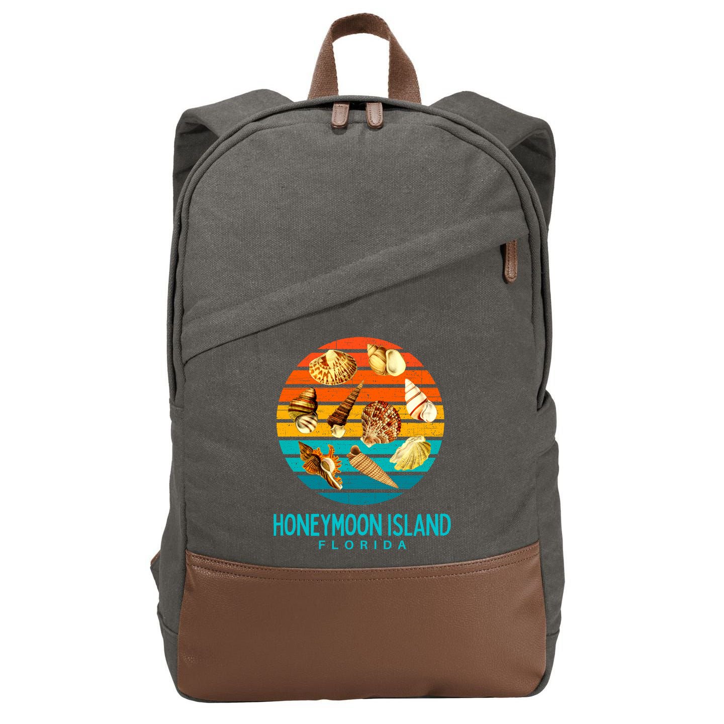 Honeymoon Island Florida Beach Shells Novelty Funny Gift Cotton Canvas Backpack