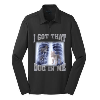 Hilarious I Got That Dog In Me Xray Meme Funny Silk Touch Performance Long Sleeve Polo