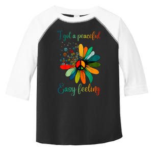 Hippie I Got An Easy Peaceful Feeling Sunflower Peace Sign Toddler Fine Jersey T-Shirt