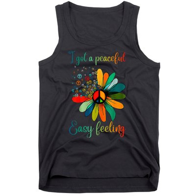 Hippie I Got An Easy Peaceful Feeling Sunflower Peace Sign Tank Top