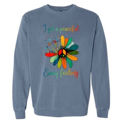 Hippie I Got An Easy Peaceful Feeling Sunflower Peace Sign Garment-Dyed Sweatshirt