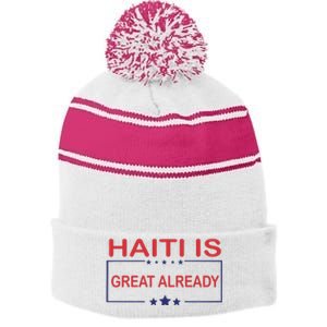 Haiti Is Great Already Haiti Pride Stripe Pom Pom Beanie