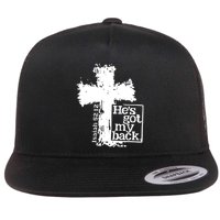 He Is Got My Back Inspirational Christian Flat Bill Trucker Hat