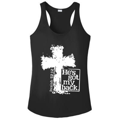 He Is Got My Back Inspirational Christian Ladies PosiCharge Competitor Racerback Tank