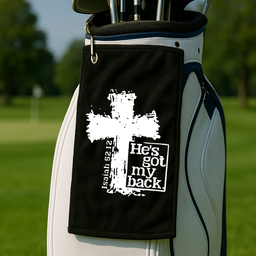 He Is Got My Back Inspirational Christian Golf Towel