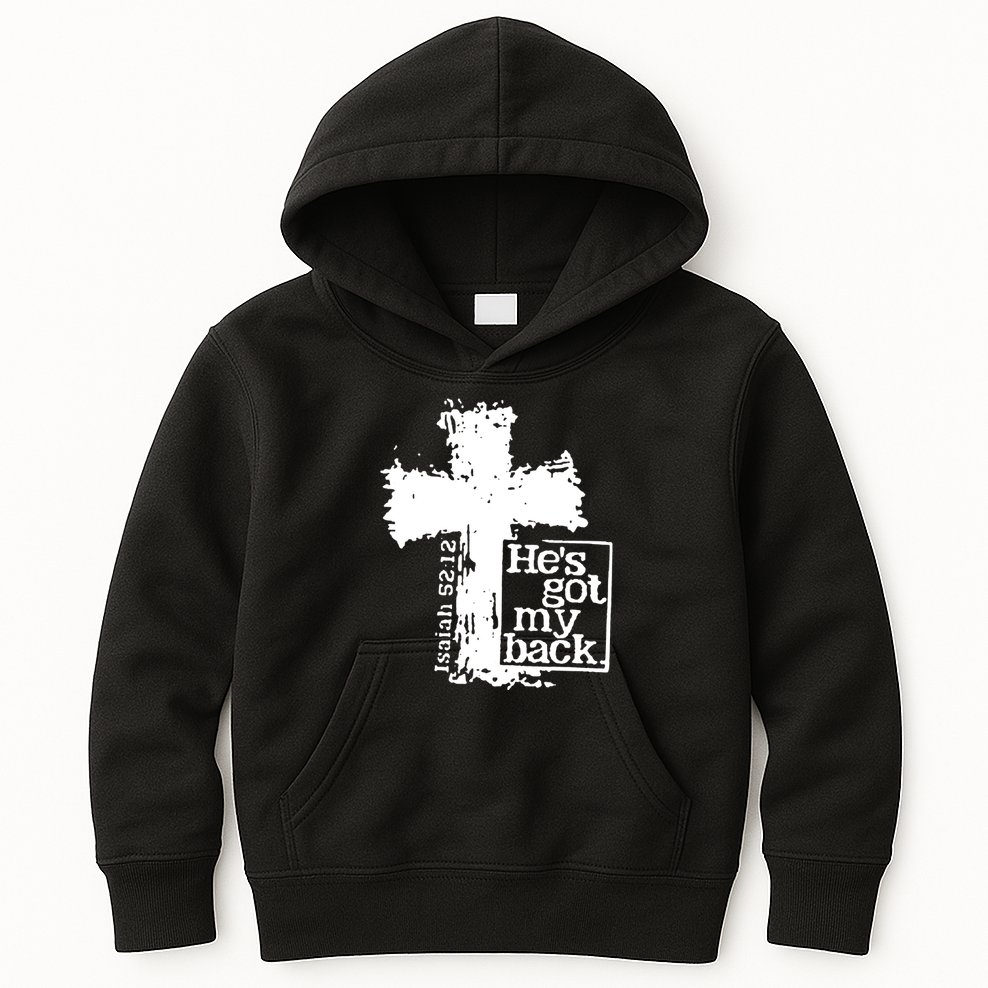 He Is Got My Back Inspirational Christian Kids Hoodie
