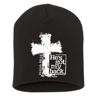 He Is Got My Back Inspirational Christian Short Acrylic Beanie