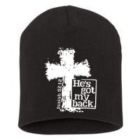 He Is Got My Back Inspirational Christian Short Acrylic Beanie