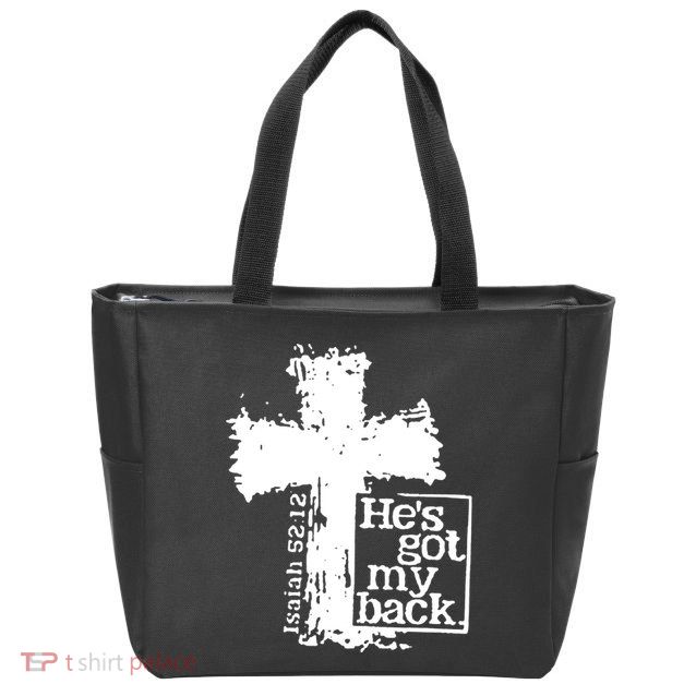 He Is Got My Back Inspirational Christian Zip Tote Bag