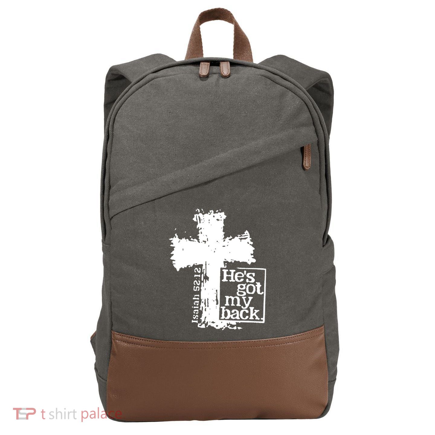 He Is Got My Back Inspirational Christian Cotton Canvas Backpack