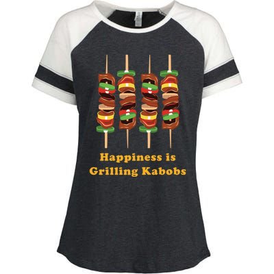 Happiness Is Grilling Kabobs Food Meat Chef Cook Culinary Cute Gift Enza Ladies Jersey Colorblock Tee