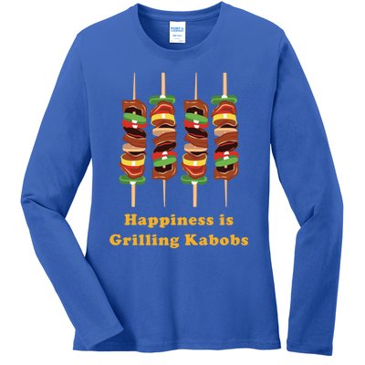 Happiness Is Grilling Kabobs Food Meat Chef Cook Culinary Cute Gift Ladies Long Sleeve Shirt