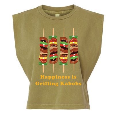 Happiness Is Grilling Kabobs Food Meat Chef Cook Culinary Cute Gift Garment-Dyed Women's Muscle Tee