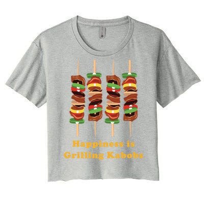 Happiness Is Grilling Kabobs Food Meat Chef Cook Culinary Cute Gift Women's Crop Top Tee