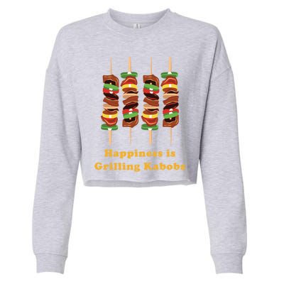 Happiness Is Grilling Kabobs Food Meat Chef Cook Culinary Cute Gift Cropped Pullover Crew