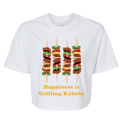 Happiness Is Grilling Kabobs Food Meat Chef Cook Culinary Cute Gift Bella+Canvas Jersey Crop Tee