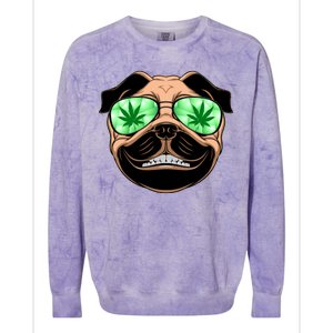 High Off Weed Smiling Pug Colorblast Crewneck Sweatshirt