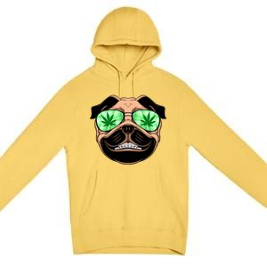 High Off Weed Smiling Pug Premium Pullover Hoodie