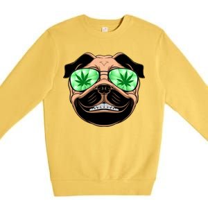 High Off Weed Smiling Pug Premium Crewneck Sweatshirt