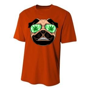 High Off Weed Smiling Pug Performance Sprint T-Shirt