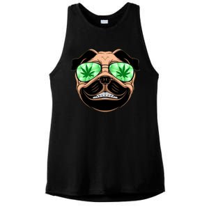 High Off Weed Smiling Pug Ladies PosiCharge Tri-Blend Wicking Tank