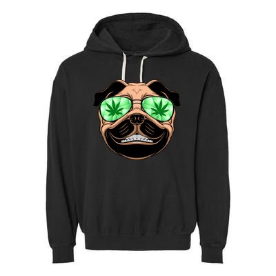 High Off Weed Smiling Pug Garment-Dyed Fleece Hoodie