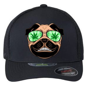 High Off Weed Smiling Pug Flexfit Unipanel Trucker Cap