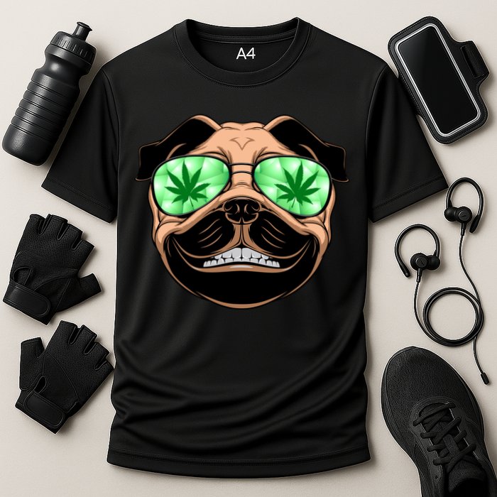 High Off Weed Smiling Pug Cooling Performance Crew T-Shirt