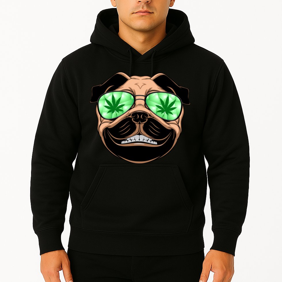 High Off Weed Smiling Pug Hoodie