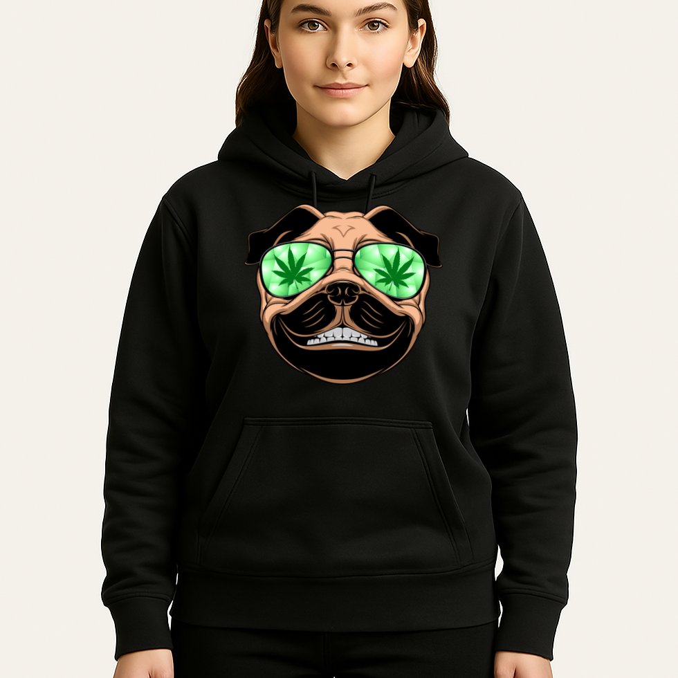 High Off Weed Smiling Pug Hoodie