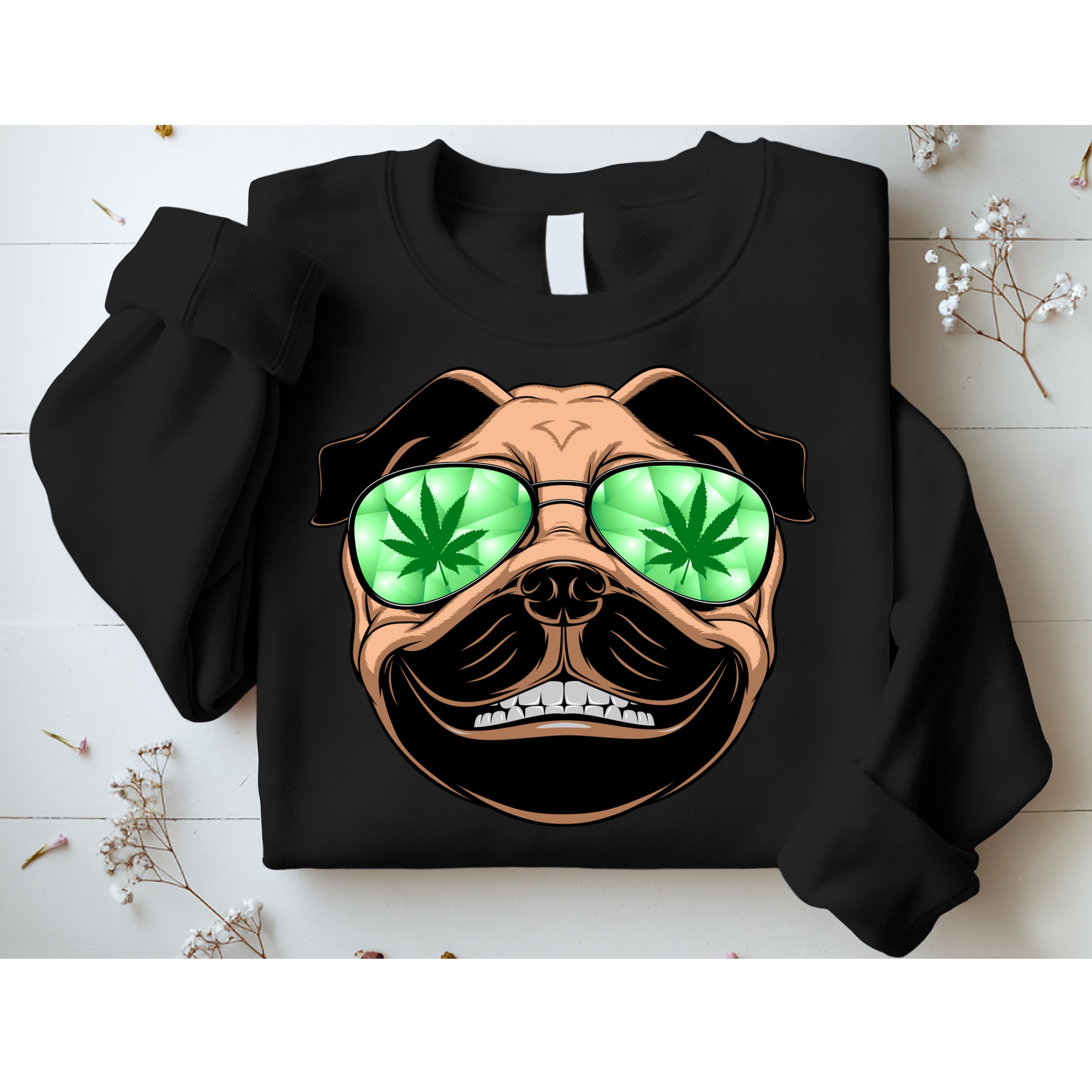 High Off Weed Smiling Pug Sweatshirt