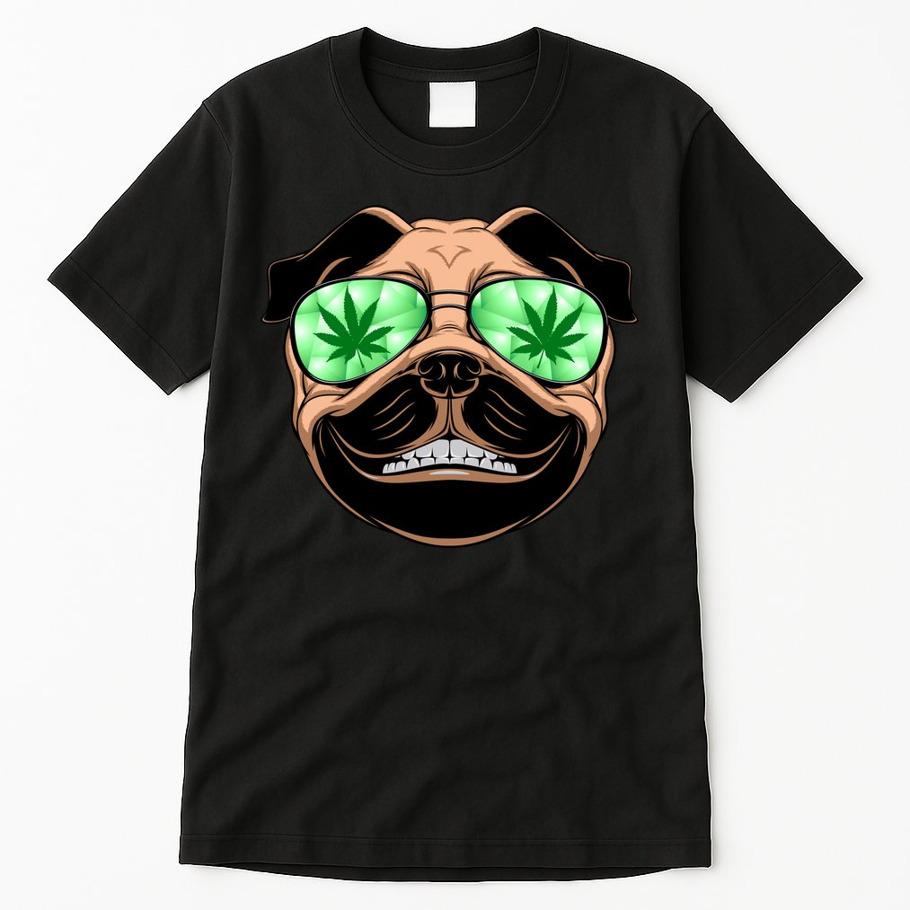 High Off Weed Smiling Pug Tall T-Shirt