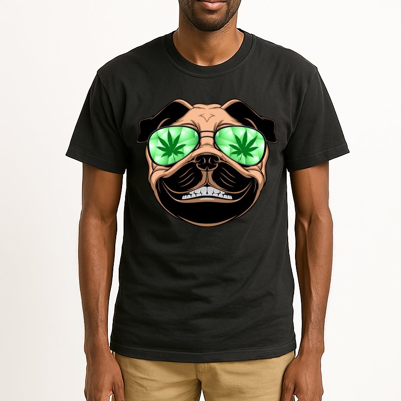 High Off Weed Smiling Pug Tall T-Shirt