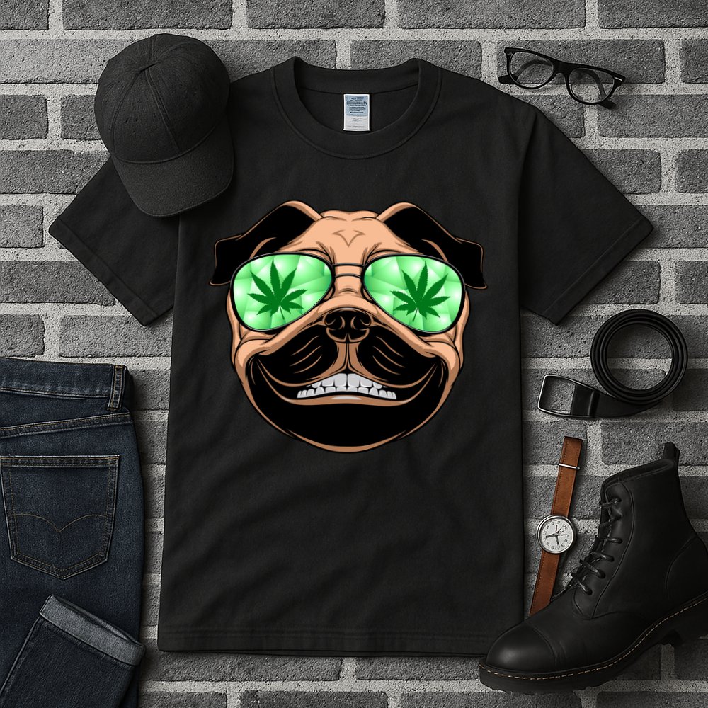 High Off Weed Smiling Pug Tall T-Shirt