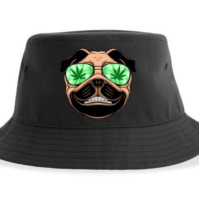 High Off Weed Smiling Pug Sustainable Bucket Hat