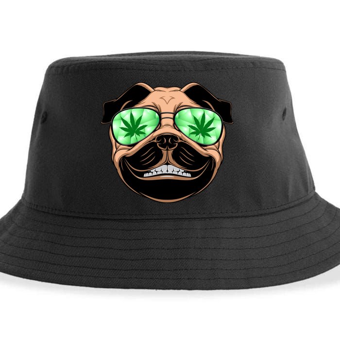 High Off Weed Smiling Pug Sustainable Bucket Hat