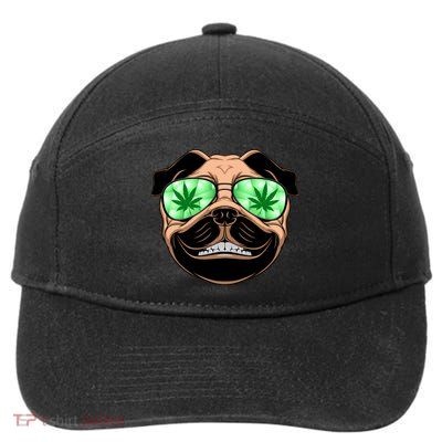 High Off Weed Smiling Pug 7-Panel Snapback Hat