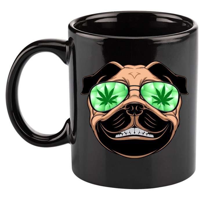 High Off Weed Smiling Pug 11oz C Handle Ceramic Mug